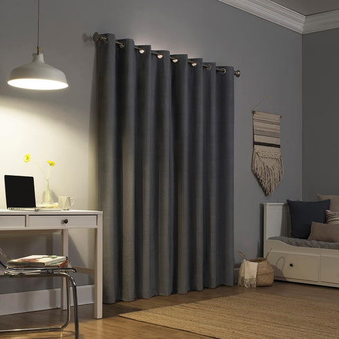 Sun Zero Columbia Thermal Insulated 100% Blackout Grommet Curtain Single Panel, 50" x 84", Gray...