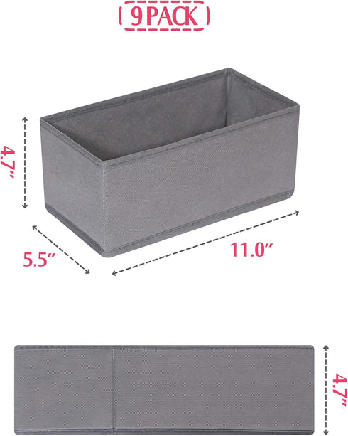 DIOMMELL 9 Pack Foldable Cloth Storage Box Closet Dresser Drawer Organizer Fabric Baskets Bins Containers Divider for Clothes Underwear Bras Socks...