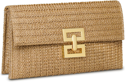 Straw Clutch Purse for Women Designer Evening Handbag Summer Beach Shoulder Crossbody Bag...