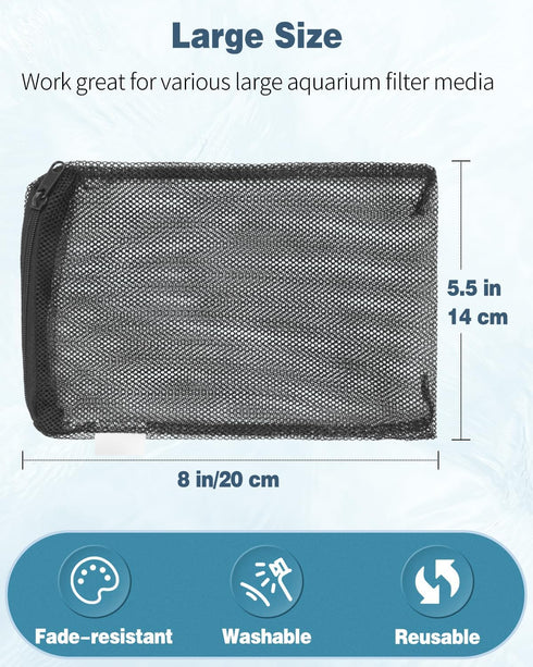 Pawfly 8 Pack Aquarium Filter Media Bags, Fish Tank Fine Mesh Bag with Plastic Zipper Aquarium Mesh Bag for Activated Carbon, Bio Filter Balls, Fi...