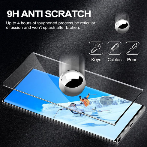 [2+2 Pack Galaxy Note 10 Screen Protector, 9H Tempered Glass with Camera Lens Protector, Ultrasonic Fingerprint Support, 3D Curved, HD Clear Scrat...