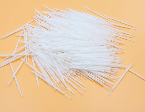 Plastic Toothpicks Home Teeth Cleaning Tool,Brush and Knife-shaped Double-ended Toothpicks,Interdental Toothpicks, 2 Way Toothpick,Plastic White (...