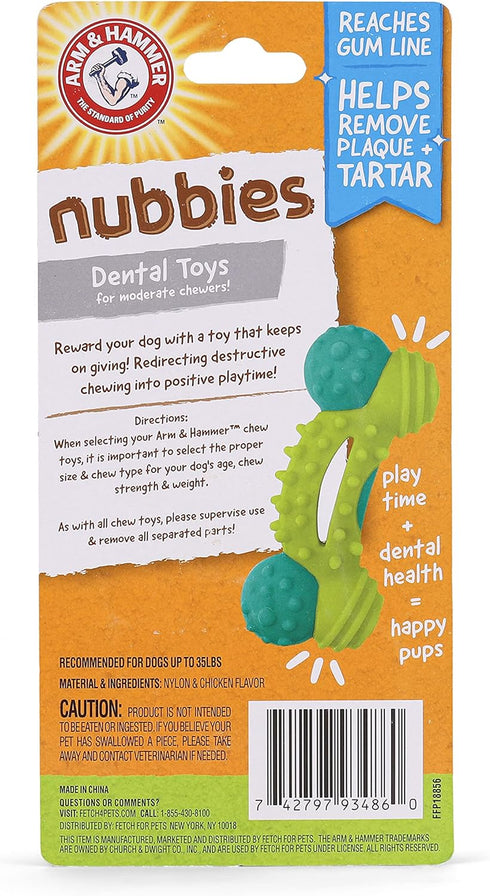 Arm & Hammer for Pets Nubbies Duality Bone Dental Dog Toy| Best Dog Chew Toy for Moderate Chewers | Dog Dental Toy Helps Reduce Plaque & Tartar | ...