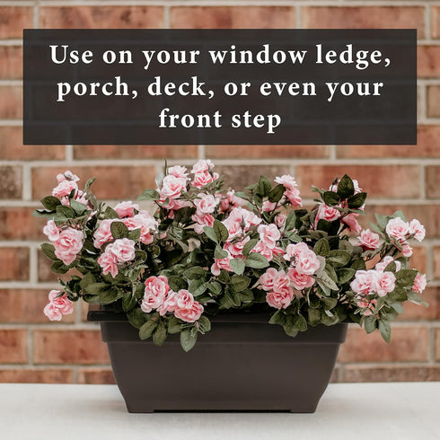 Rectangle Planter Box, 16 Inch Indoor/Outdoor Rectangular Planter, Durable UV Resistant, 2 Gallon Plastic Window Box Trough, Use for Herbs, Succul...