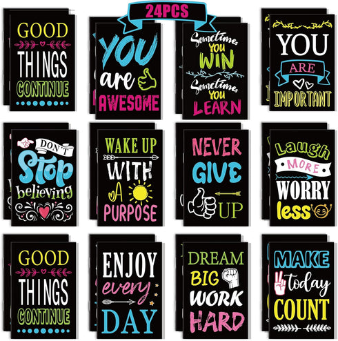24PCS Mini Inspirational Notebooks Party Favors - Motivational Journals Pocket Notepads Bulk for Appreciation, Graduation?Office Gifts Party Suppl...