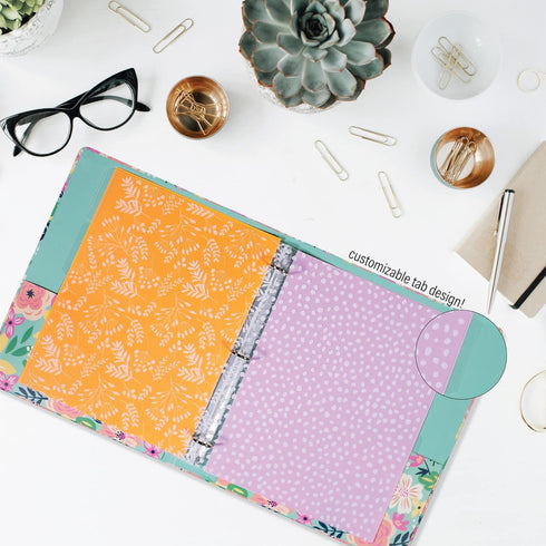 Steel Mill & Co Cute Decorative Binder Dividers with Tabs, 8 Tab Dividers Letter Size, Plastic Binder Organizer Set for School/Office, White Flora...