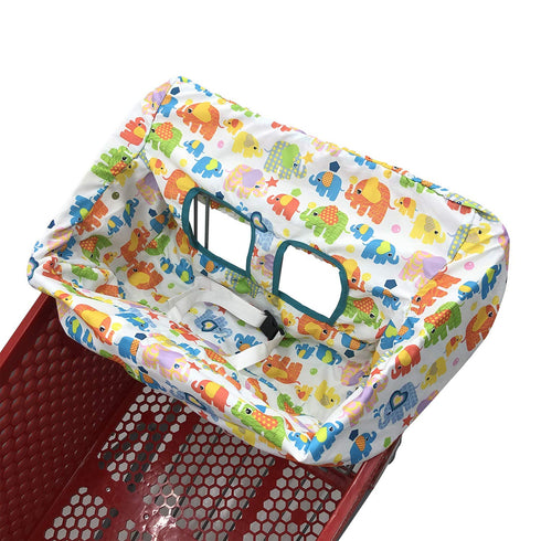 Portable Shopping Cart Cover, High Chair and Grocery Cart Covers for Babies, Kids, Infants & Toddlers, Attached Carry Bag (Simple Elephant)...
