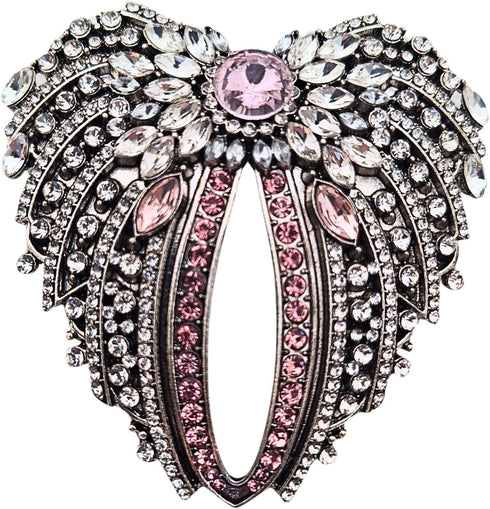 Large Angel Wings Brooch Pin For Women Silver Pink Rhinestone for Jackets, Vests, Coats, Bag Accessories...