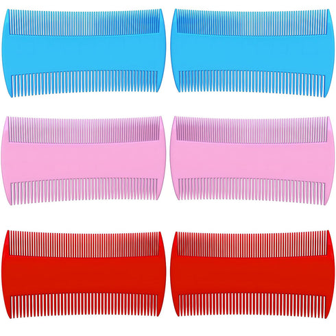 Double-Sided Pet Grooming Comb Set, 6-Pack Flea and Lice Combs with Rounded Teeth, Professional Dematting Tool for Pets...