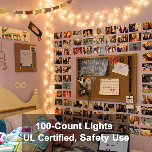 ODEETRONIC Warm Christmas Lights - 21.63ft 100Count Steady & Blink Clear Christmas Lights, UL Certified Incandescent Fairy String Light, White Wir...