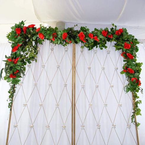 Syhood Artificial Rose Garlands Rose Vines Leaves Banners Hanging Fake Floral Garland Flower Vine for Wedding Arch Ceremony Home Garden Outdoor Pa...