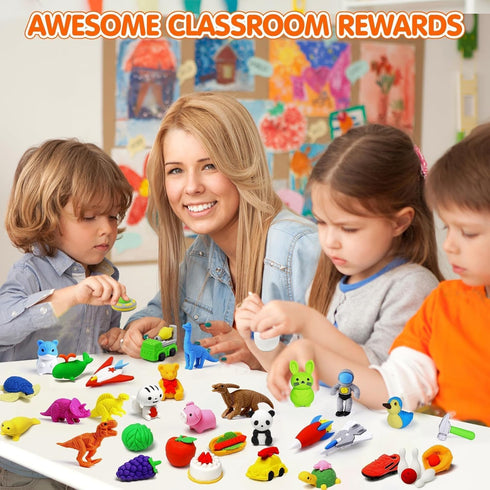 40 Pcs Animal Erasers Desk Pet for Kids 3D Puzzle Pencil Eraser Treasure Box Toy for Classroom School Prize Kids Party Favors Back to School Suppl...