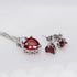 Uloveido Red Crystal Heart Necklace and Earrings Wedding Jewelry Set for Women BME53...