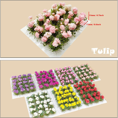 Woohome Flower Cluster Flower Vegetation Groups Grass Tufts Miniature Static Scenery for DIY Architecture Building Model Railway Train Diorama Gar...
