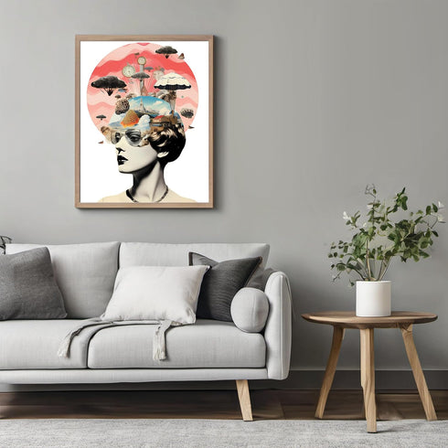 Posterizer 1 pcs-funky surreal collage with a vintage chic woman-Retro Art-Abstract & Modern Art-Gift for Art Lovers- UNFRAMED Wall Art...