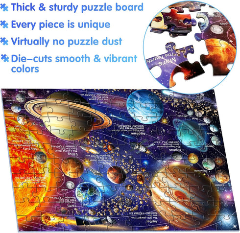 100 Piece Puzzles for Kids Ages 4-8-10, Solar System Puzzles 100 Pieces for Kids Science Educational Space Planet Puzzle Toys for Kids 4-6, 5-8, 6...