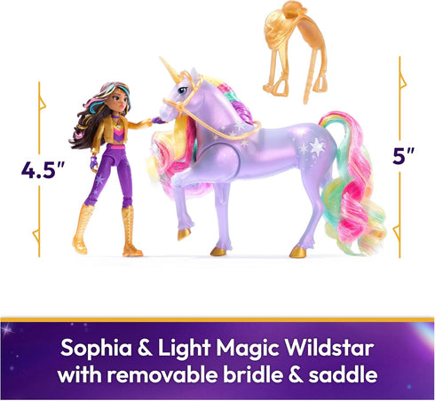 Unicorn Academy, Sophia & Light Magic Wildstar with Rainbow Light-up Effects, 2 Riding Accessories, Dolls & Unicorn Toys for Girls Ages 4 and up...