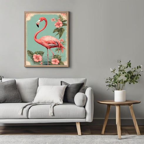 Posterizer 1 pcs-abstract retro design of flowers and flamingo 2-Art for Animal Lovers-GIft for Men Women Teens-Living Room Bedroom Decor- unframe...