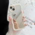 Jmltech for iPhone 15 Case Mirror Curly Wave Frame Shape Silicone Cute Shockproof Ultra Thin Protective Phone Case for iPhone 15 Beige Bumper...