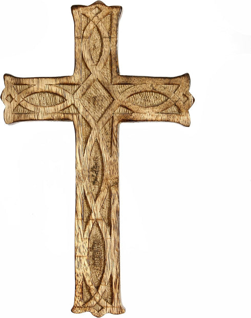Hosley Wooden Cross 8 Inches Long Hand Carved Ideal Gift or Decoration for Home, Weddings Party Spa Meditation Home Office Spa Dorm O4...