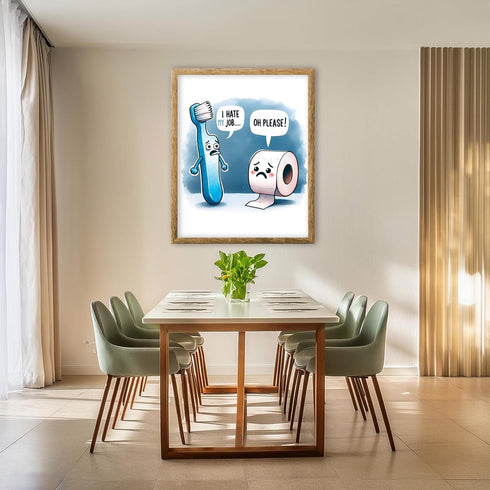 Posterizer 1 pcs-funny gag housewarming gift-toothbrush and TP-Comedy Art-Typography Art-Gift for Men Women Entrepreneur Teens-Bathroom, restroom ...