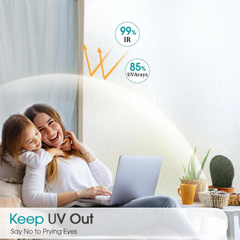 Coavas Window Privacy Film Frosted Glass Window Clings Heat Blocking Frosting Film Decorative Bathroom Door Window Coverings Day and Night Privacy...