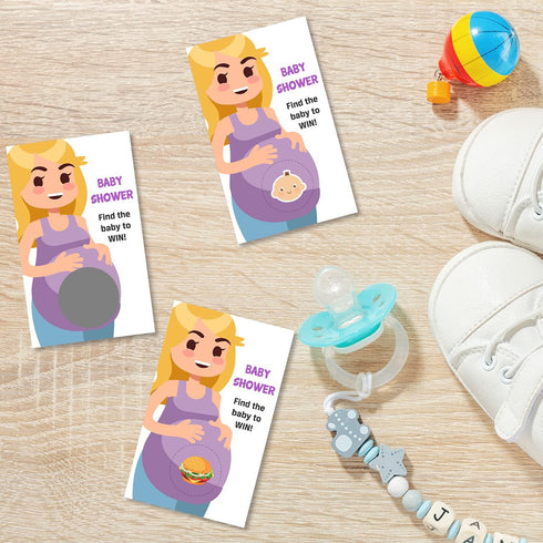 40 Cute Baby Shower Games - Scratch Off Lottery Ticket Raffle Cards - 4 Winners & 4 Loser Designs...