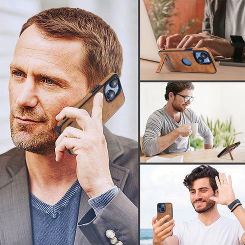 Leather case for iPhone 15 Plus Case, Thin Flexible Soft Grip Luxury Cover, Protective Slim with Kickstand Shockproof Phone Cases Compatible with ...