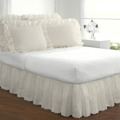 Fresh Ideas Ruffled Pillow Sham 2 Pack, Standard, Ivory...