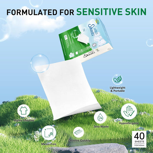 Laundry Detergent Sheets - Eco Friendly Laundry Sheets, Hypoallergenic Washing Sheets, Free & Clear Scent, for Hotels, Dorm, Travel, Camping, Laun...