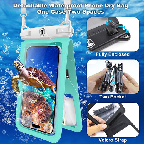 Double Space Waterproof Phone Pouch Case Compatible for Samsung Galaxy S23 S22 S21 S20 S10 Note 20/10/9 up to 7", Cellphone Case Dry Bag Vacation ...