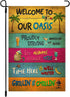 Welcome To Our Oasis Garden Flag, 12.5x18" Party Decorations, Summer Decor, Outdoor Beach Bar Pub Porch Patio Deck Backyard Poolside Decor Outside...