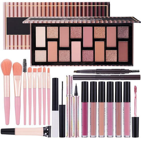 Teen Makeup Kit For Girl Include Eyeshadow Palette,Eyeliner,Makeup Brush Set,Lipgloss Set,Mascara, Eyebrow Pencil Make up Set Gift for Women Full ...