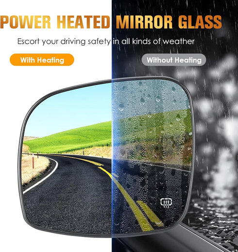 Driver Left Side Heated Mirror Glass Fits for Chrysler for Town & Country 2008-16, Dodge Grand Caravan 08-2020, RAM CV 2012-2015, Fits for Volkswa...