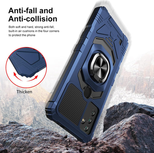 for Wiko Voix Case with Screen Protector,Built-in Magnetic Car Ring Stand,Full Body Protection Frosted PC Back Soft TPU Bumper Raised Corner Edge ...