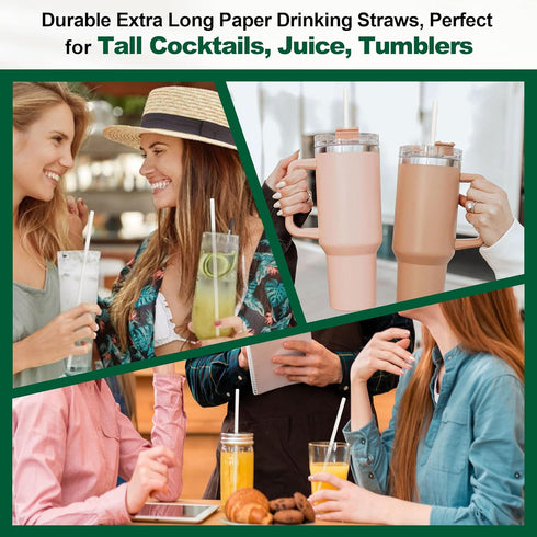 10 Inch Long Paper Drinking Straws, 0.24" Diameter - White, 100 counts...