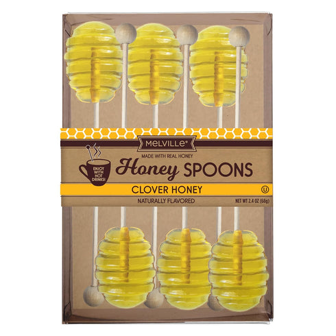 Melville Candy All Natural Honey Spoon Gift Set – Spoons & Lollipops on Wooden Ball Sticks – Gluten-Free, Made in USA Stirrers for Tea, Coffee, & ...