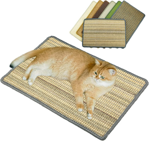 Cat Scratching Pad, 23.6 x 15.7inch Sisal Cat Scratch Mat with Velcro Tapes,Stick on Floor Scratch Pad for Cat Wall Scratcher,Horizontal Cat Scrat...
