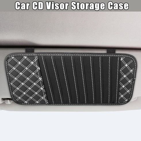 X AUTOHAUX 2pcs Car CD Visor Storage Cases Vehicle Sun Visor Organizer with 10 DVD Storage Sleeves Black with White Line...