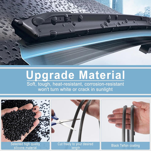 Silicone Windshield Wiper Blades Refills (Pack of 2), Adjustable Automotive Rubber Frameless Window Boneless Insert Wiper Blade Refill Universal f...
