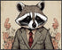 Posterizer 1 pcs- A raccoon dressed in a suit and red tie-Art for Animal Lovers-Floral Botanical Art- Gift for Men Women -decor for Bedroom, Offic...