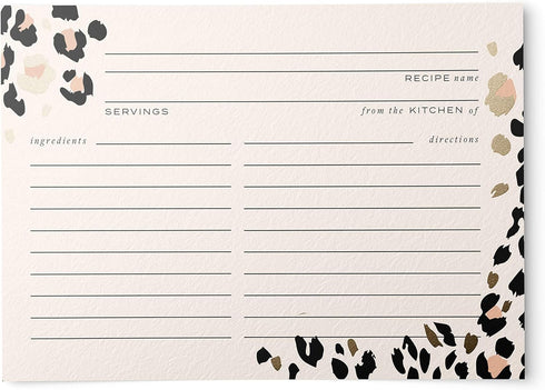 50 Gold Foil Cheetah Print Recipe Cards from Dashleigh, 4x6 inches, Double-Sided...