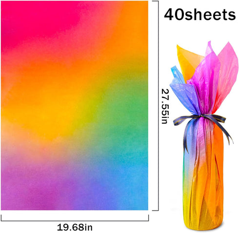 MR FIVE 40 Sheets Red Purple Green Blue Gradient Tissue Paper Bulk,20"x 28",Gradient Tissue Paper for Gift Bags Crafts Baby Shower Birthday Weddin...