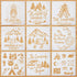 9 Pcs Stencils for Camping Paintings 8 x 8 Inches Reusable Camping Stencils for Journaling Painting DIY T-Shirt Bucket Bag Pillow Cases Crafts Cak...