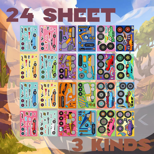 24 Sheets Racing Car Stickers for Kids Make Your Own Stickers Car Themed Birthday Party Decor Car Racing Gifts Party Favor Supply Reward Education...