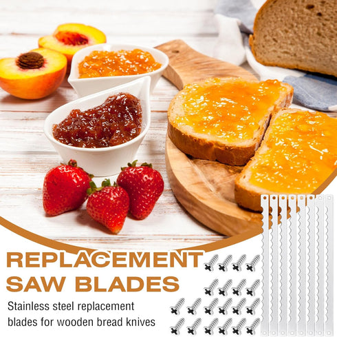 Bread Bow Knife Blades Stainless Steel Replacement Blade Bread Blade with Screws for Cake Homemade Bread Cutting Wooden Bread Knife, 10.8 Inches (...