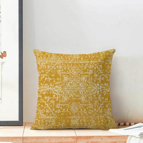 Boho Pillow Covers 20x20 Set of 2, Yellow Carpet Pattern Decorative Throw Pillows Linen Ethnic Design Farmhouse Cushion Pillow Covers for Sofa Cou...