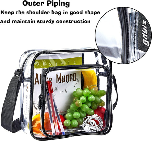 Clear Crossbody Bag Stadium Approved, Clear Messenger Shoulder Bag with Adjustable Strap for Work, Concerts, Sports Events...