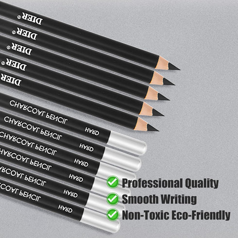 Geyoga 36 Pcs Professional Charcoal Pencils Soft,medium and Hard for Drawing Charcoal Pencils Drawing Set Drawing Pencils for Sketching Shading Dr...