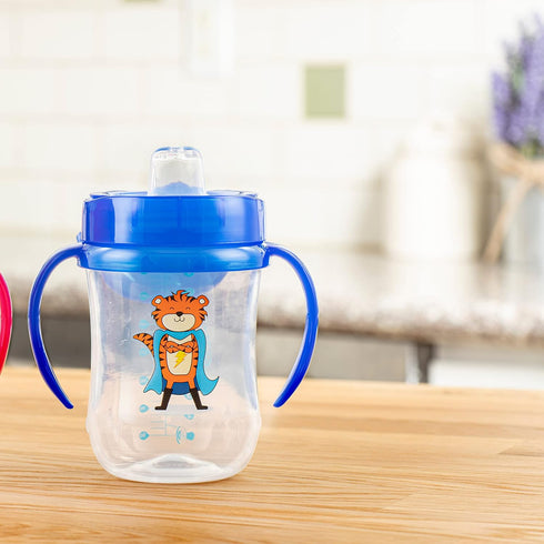 Dr. Brown's Milestones Soft Spout Sippy Cup with Handles, Blue Tiger Hero, BPA-Free, 9 oz/270 mL, 9m+...